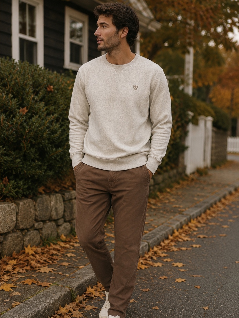 IZOD Oatmeal Crewneck Sweatshirt | Size Large | Classic Preppy